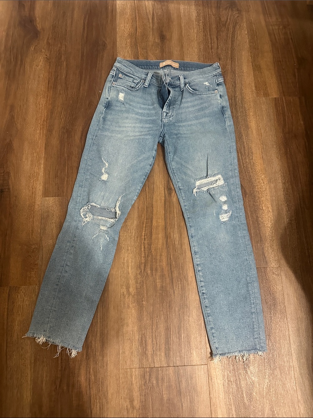 7 For All Mankind Roxanne  Light Blue Distressed skinny  Leg Jeans